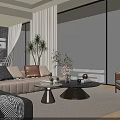 Elegant Modern Sofa And Round Coffee Table Set For Bright Panoramic View Living Room