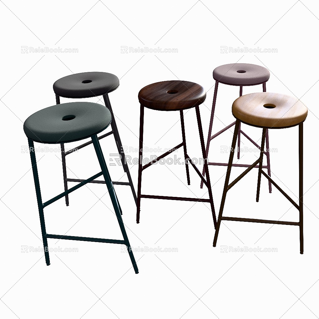 Rotor three-legged bar stool 3d model