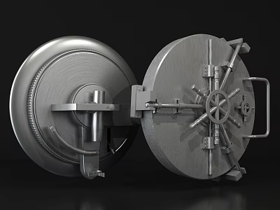 Open Metal Safe Door With Heavy Duty Lock And Hinges Design 3d model