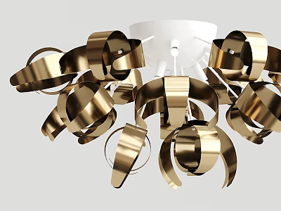 Elegant Modern Ceiling Light With Curved Golden Metal Strips And Contemporary Design 3d model