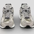 Gray New Balance Sneakers With Camouflage Pattern And White Black Sole