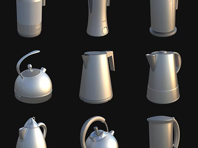 Collection of Different Modern Kitchen Appliances with Silver Metallic Design 3d model