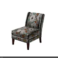 Stylish Accent Chair With Floral Pattern Colorful Upholstery And Wooden Legs