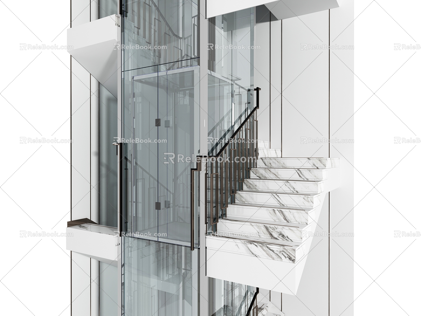 Modern staircase elevator 3d model