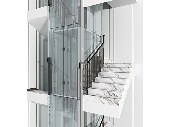 Modern staircase elevator 3d model