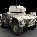 White Military Armored Tank Featuring Turret Cannon And Four Wheels Design