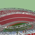 Iconic Bird's Nest Stadium Architectural Design With Steel Structure And Red Seats