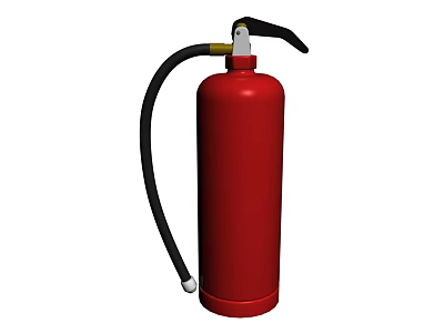 Red Fire Extinguisher with Black Hose and Nozzle for Emergency Safety 3d model