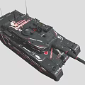 Type 90 Black Military Tank With Red And White Decorative Accents