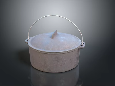 Sturdy Metal Cooking Pot With Lid And Handle For Household Hardware Tools 3d model