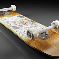 Wooden Skateboard with Decorative Graphics On Deck White Wheels And Metal Trucks For Sports Use