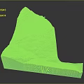 3D Topographic Terrain Model With Mountain River And Green Vegetation Layers