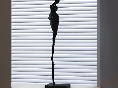 Black Human Figure Decorative Ornament Set With Base For Indoor 3d model