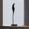 Black Human Figure Decorative Ornament Set With Base For Indoor
