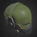 Military Tactical Weapon Helmet With Green Shell Headphones And Face Mask
