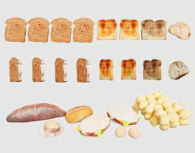 Modern Bread Bread Food 3d model