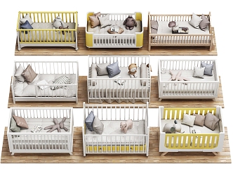 Crib Guardrail Bed Fence Bed Children's Bed with Guardrail Baby Bed Solid Wood Children's Bed Rocking Chair Cradle Baby Products Baby Furniture Children's Bed 3d model