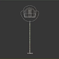 Elegant Metal Birdcage Shaped Decorative Ornament Set with Slender Pole and Circular Base