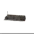 Burned Storage Shelves With Multiple Layers Of Charred Items And Scattered Debris