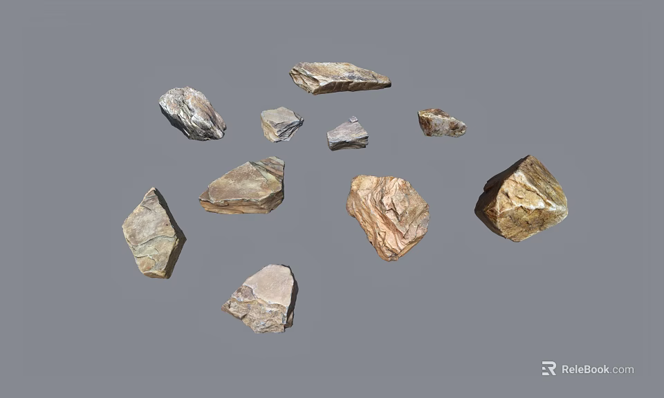 Various Shaped Natural Rockery Stones With Textured Surfaces For Garden Decor 3d model 