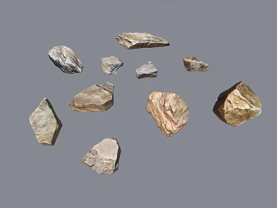 Various Shaped Natural Rockery Stones With Textured Surfaces For Garden Decor 3d model