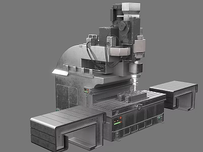 Heavy Duty CNC Milling Machine Industrial Equipment With Metal Frame Control Panel And Precision Worktable 3d model