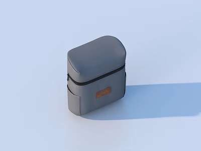 Modern Gray Storage Case With Leather Label And Sleek Design For Daily Use 3d model