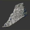 3D Rock Cliff Model With Textured Surface Steep Edges Detailed Crevices And Scattered Greenery