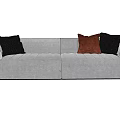 Comfortable Modern Gray Upholstered Sectional Sofa With Black And Brown Pillows 3d model