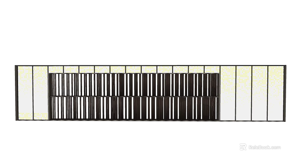 Modern Feature Wall Design With Vertical Black And White Striped Panels 3d model 