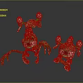 Two Green Metallic Mechanical Game And Movie Characters With Spherical Heads Limb Joints