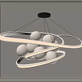 Elegant Modern Chandelier with Curved Light Strips and White Spheres Design