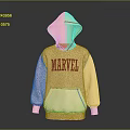 Light Beige Marvel Printed Hoodie with Hood and Front Pocket for Casual Wear