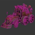 Steampunk Car With Mechanical Gears Steam Pipes Large Wheels And Vintage Design