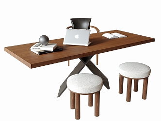 Modern Desk and Chair Combination Stool Desk Single Chair 3d model