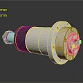 Industrial Cylindrical Metal Component With Silver Flange And Black Rubber Section