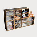 Modern Wooden Shoe Cabinet With Multiple Compartments And Transparent Doors For Visible Shoe Storage