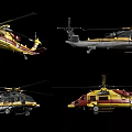 Colorful Military And Civilian Helicopters With Diverse Designs And Paint Colors