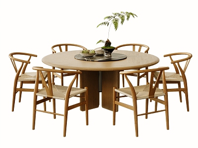 New Chinese Dining Table and Chair Combination Table Single Chair Desktop Ornaments Floral Art model