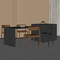 Modern Dining Table and Chair Combination Dining Chair Square Dining Table Island Table 3d model