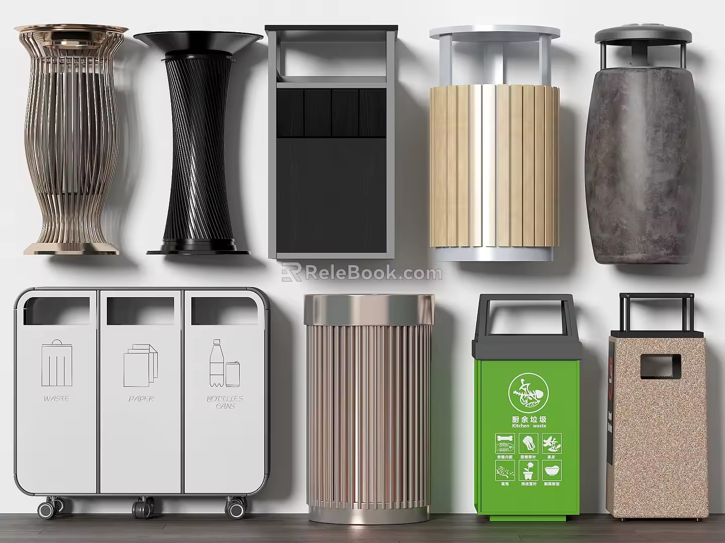 Modern trash can dustbin classification trash can public trash can 3d model