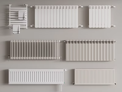 Different Styles of Radiators Featuring Panel Column and Horizontal Designs for Home Heating 3d model
