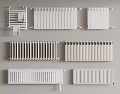 Different Styles of Radiators Featuring Panel Column and Horizontal Designs for Home Heating 3d model