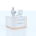 Modern Reception Desk Design With Elegant Metal Frame And Computer Setup 3d model