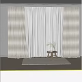 Elegant Beige Curtains With White Sheers At Window With Natural Light And Plant On Stool