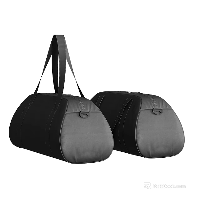 Two Black Stylish Duffel Bags Featuring Durable Shoulder Straps And Modern Design For Travel 3d model 