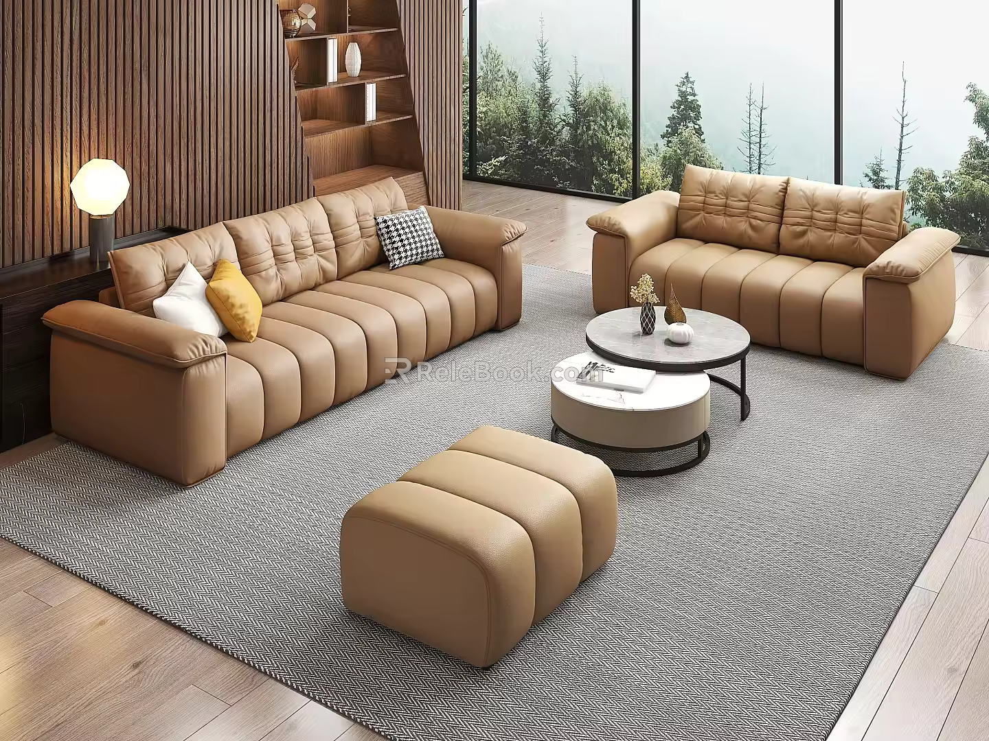 Modern Sofa Coffee Table Combination Soft Bag Sofa 3d model