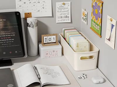 Desktop Decorative Ornament Set With Storage Box Wall Art Calendar And Stationery 3d model