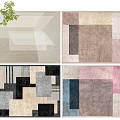 Stylish Square Rugs With Geometric Patterns And Various Color Combinations 3d model