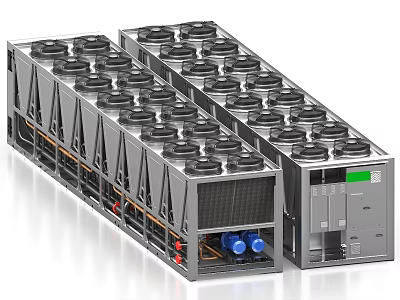 Industrial Cooling Equipment With Modular Design Multiple Fans Heat Sinks And Control Panel 3d model
